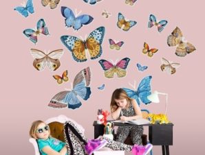 Πολύχρωμες Πεταλούδες, Παιδικά, Αυτοκόλλητα τοίχου, 100 x 96 εκ.