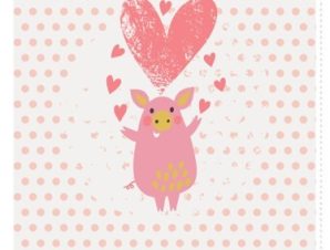 Γουρουνάκι με ροζ καρδιά, Παιδικά, Ρολοκουρτίνες, 100 x 100 εκ.